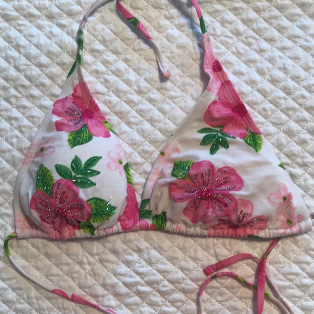 Floral Beaded Bikini Top